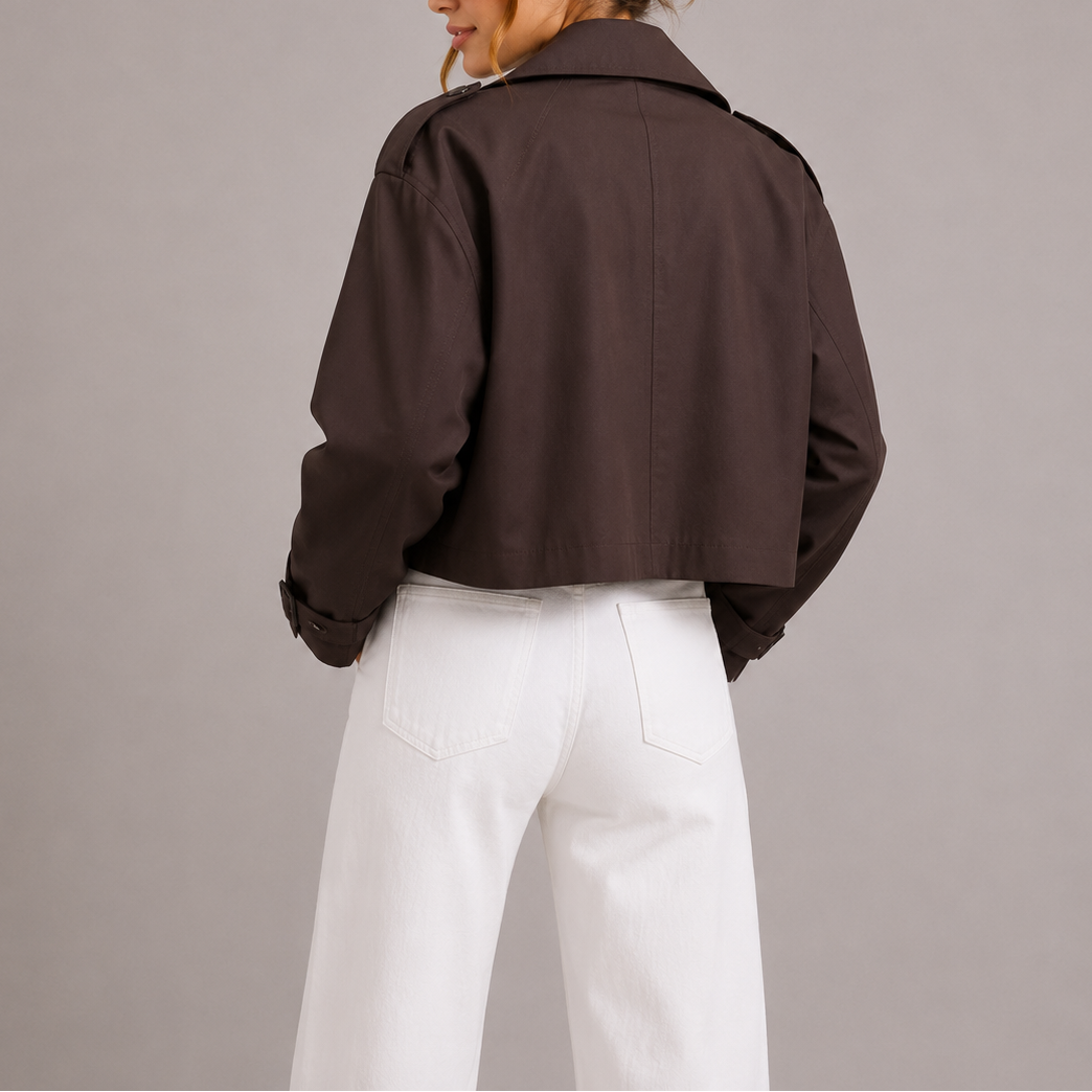 Genevieve | Classic Cropped Double-Breasted Trench Coat
