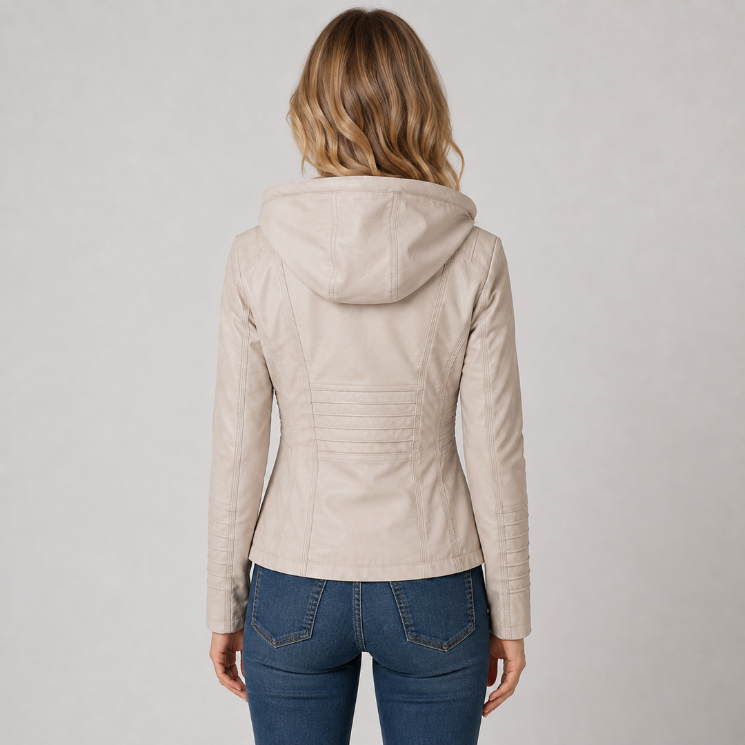 Rhona | Sleek Leather-Look Hooded Jacket