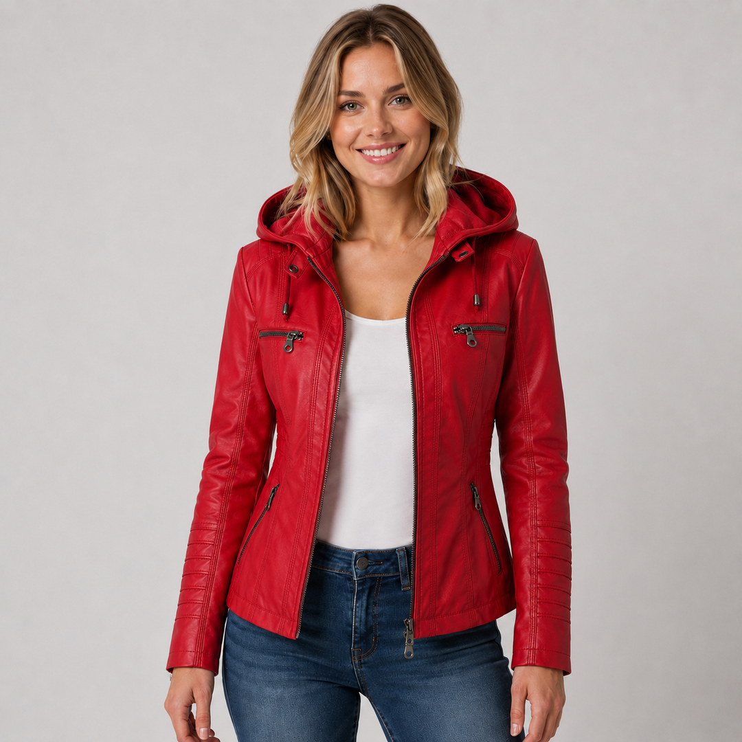 Rhona | Sleek Leather-Look Hooded Jacket