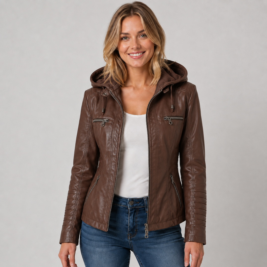 Rhona | Sleek Leather-Look Hooded Jacket