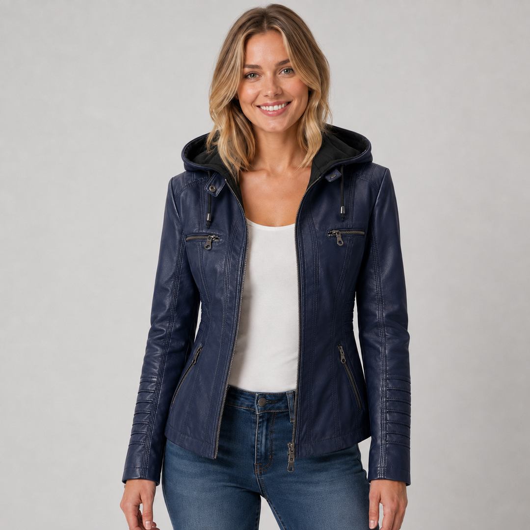 Rhona | Sleek Leather-Look Hooded Jacket