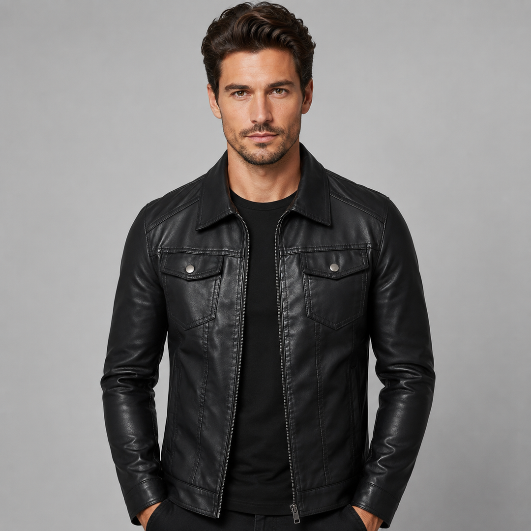 Ernest | Effortless Leather Jacket Men Trucker