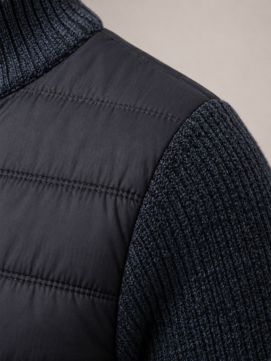 Piers | Warm Quilted Jacket with Knitted Sleeves for Men