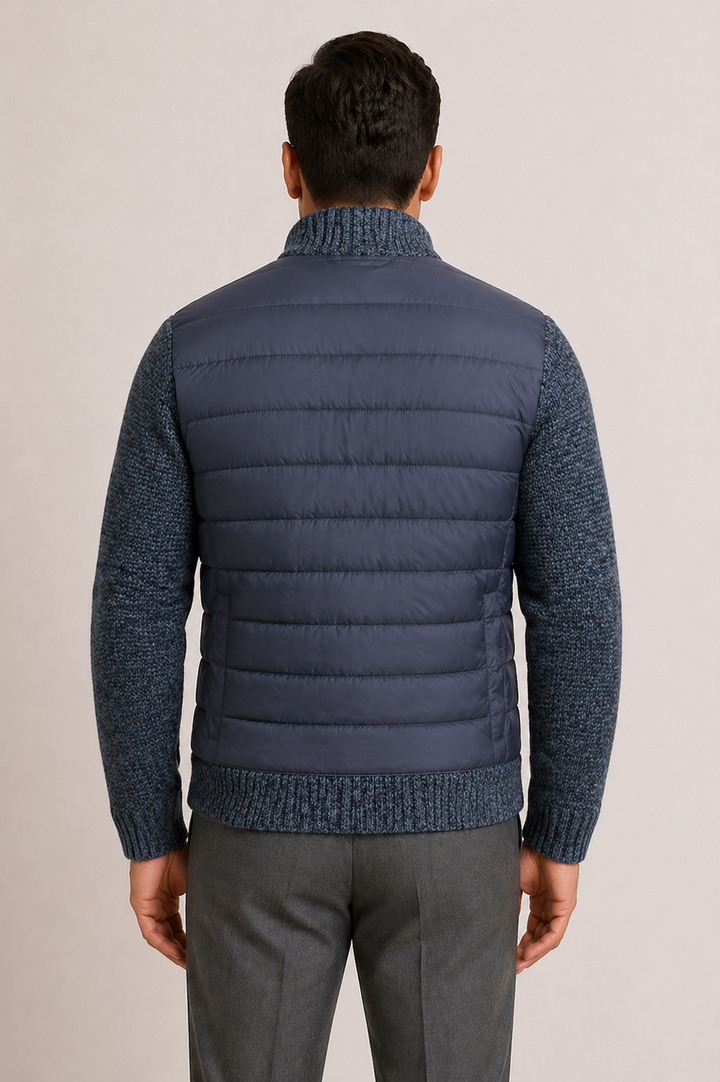 Piers | Warm Quilted Jacket with Knitted Sleeves for Men