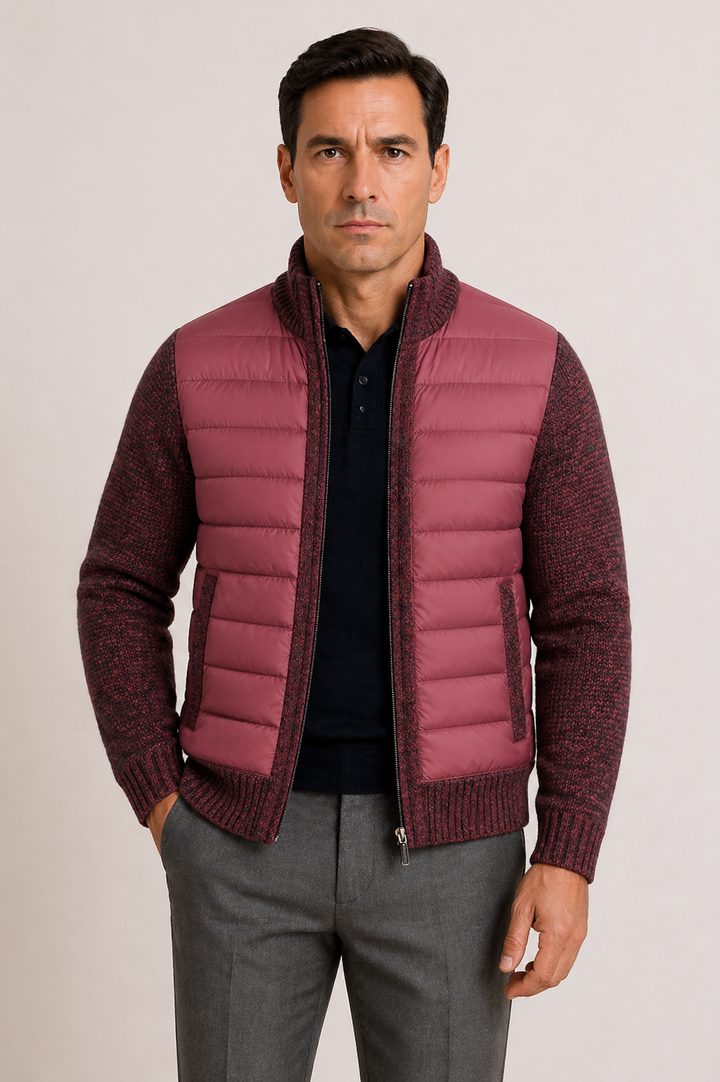 Piers | Warm Quilted Jacket with Knitted Sleeves for Men