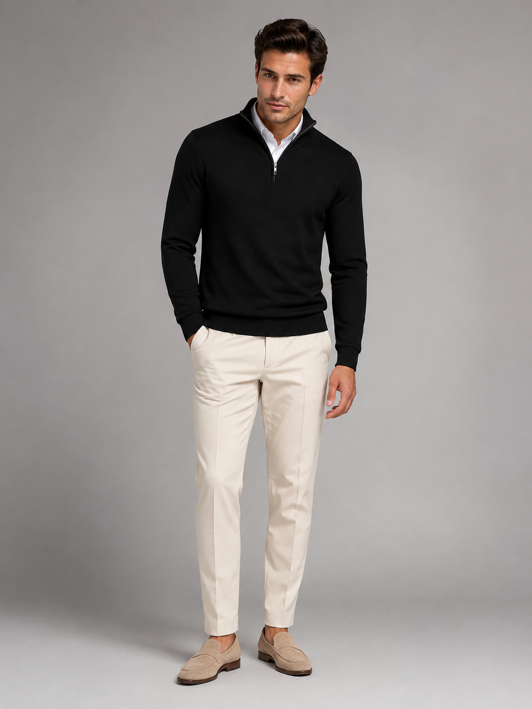 Jarrett | Stylish Quarter Zip Mock Neck Jumper