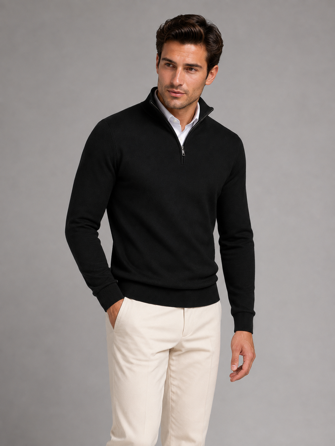 Jarrett | Stylish Quarter Zip Mock Neck Jumper