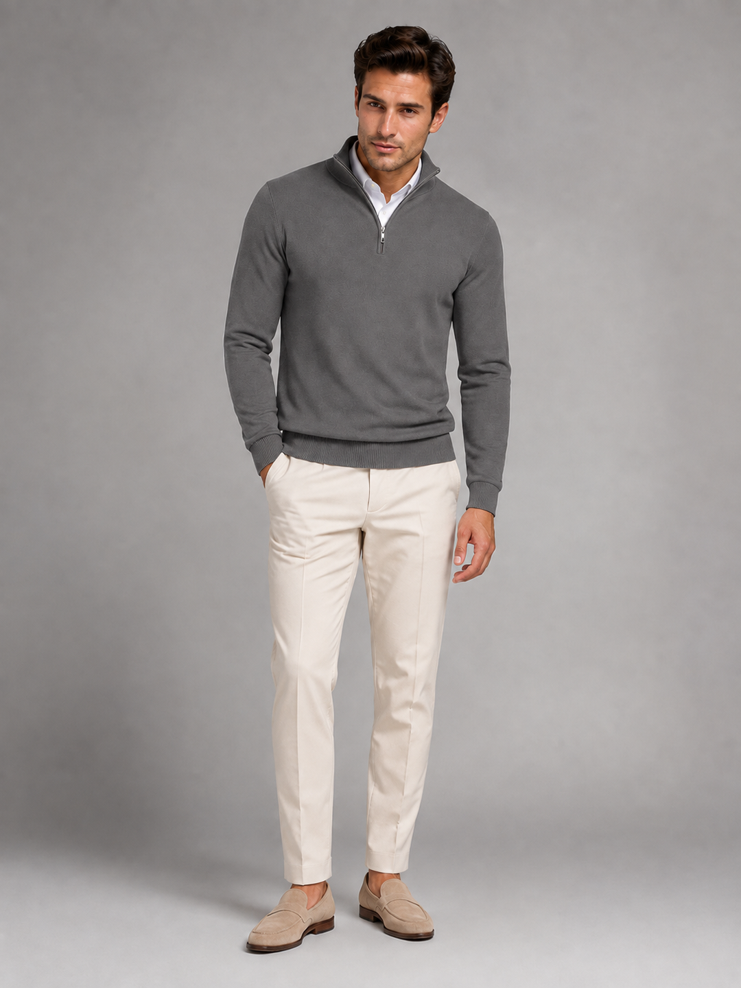 Jarrett | Stylish Quarter Zip Mock Neck Jumper