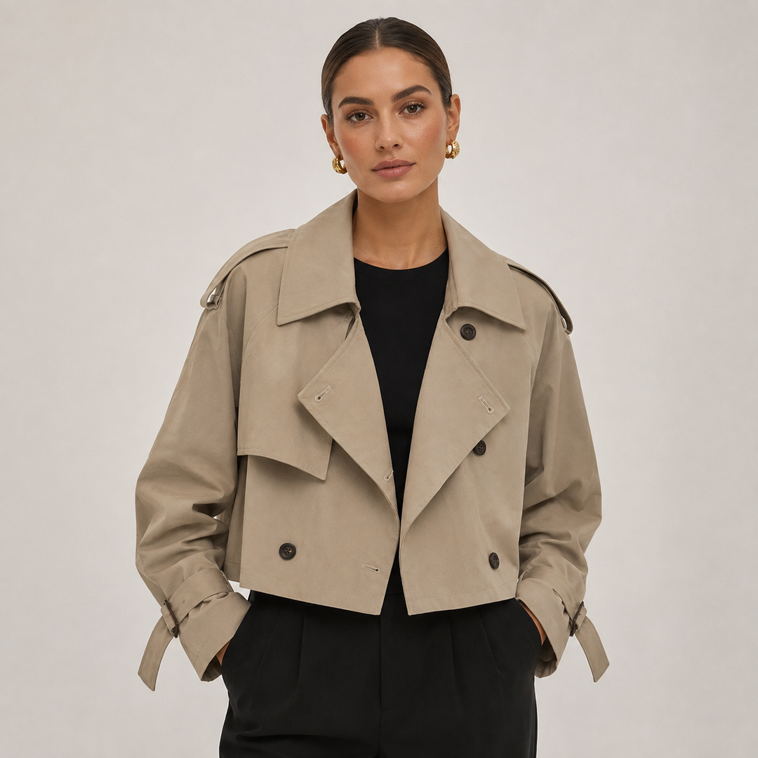 Ulrika | Classic Double-Breasted Cropped Trench Coat