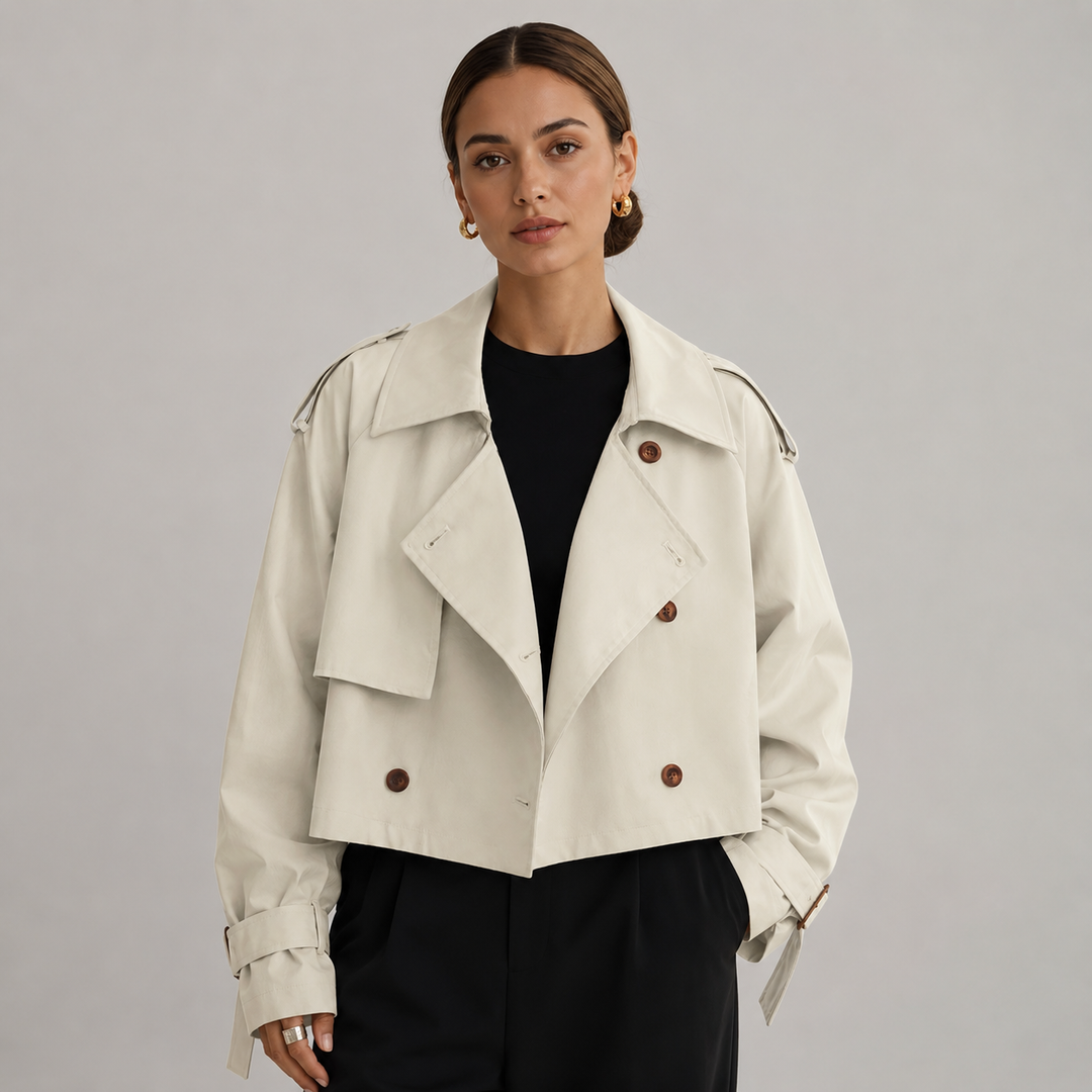 Ulrika | Classic Double-Breasted Cropped Trench Coat