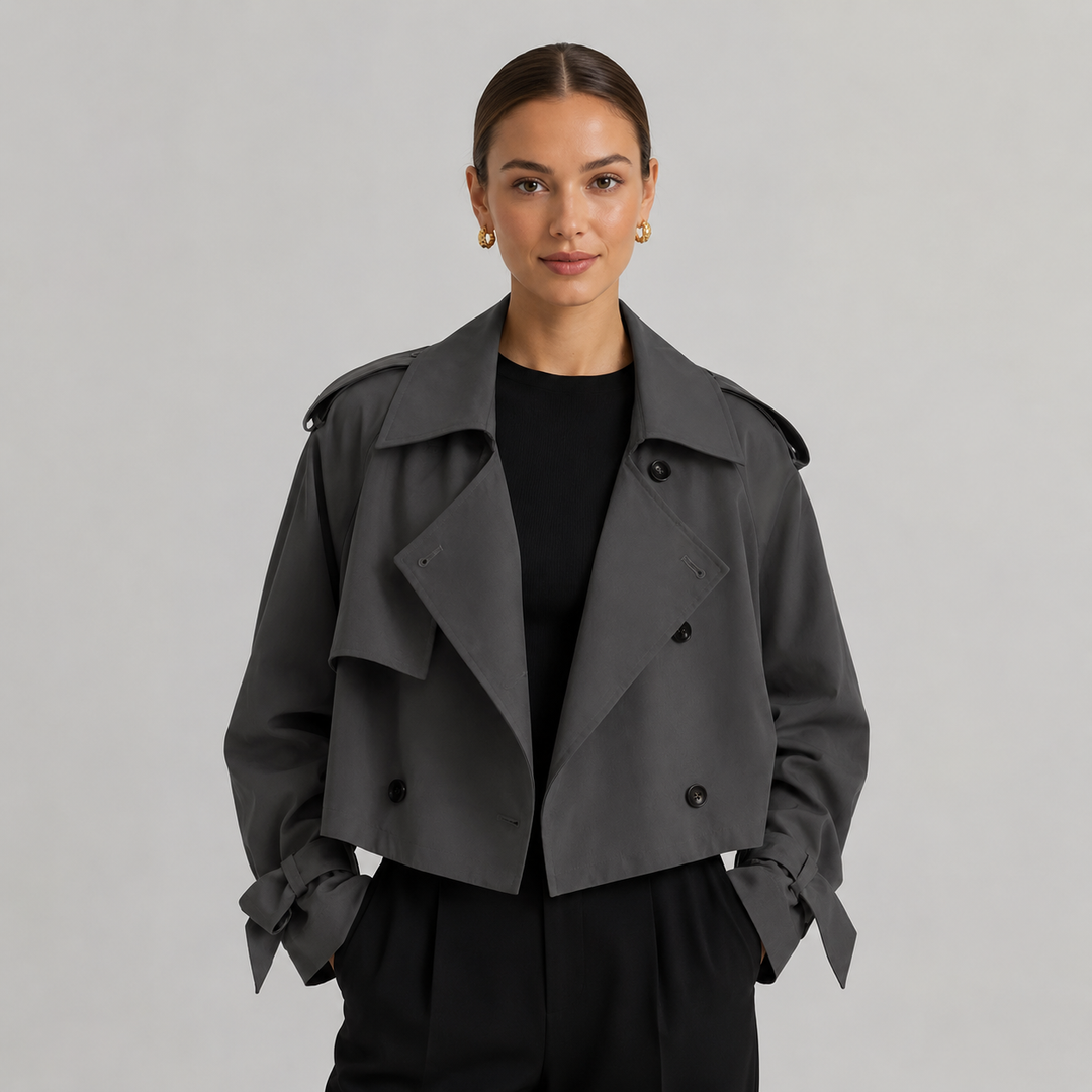 Ulrika | Classic Double-Breasted Cropped Trench Coat