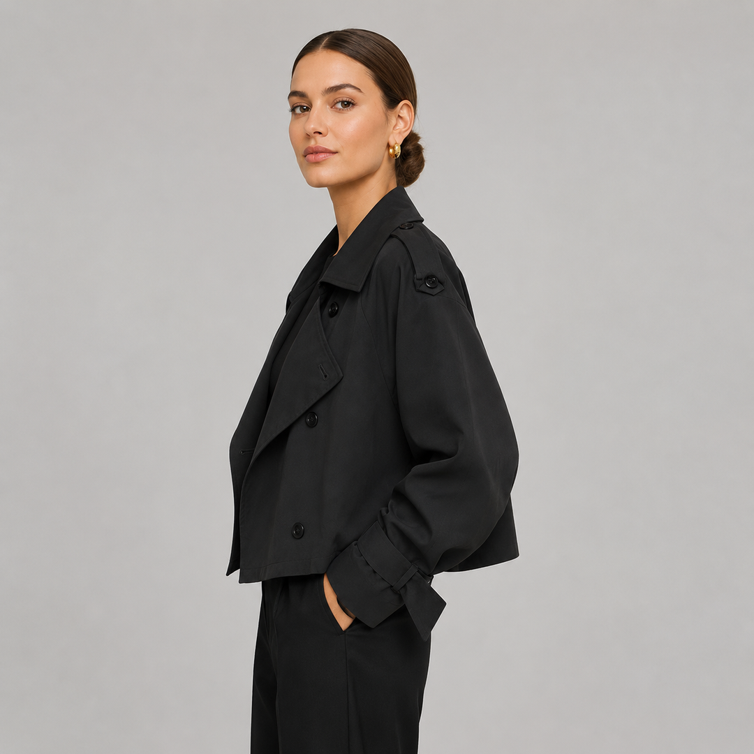 Ulrika | Classic Double-Breasted Cropped Trench Coat