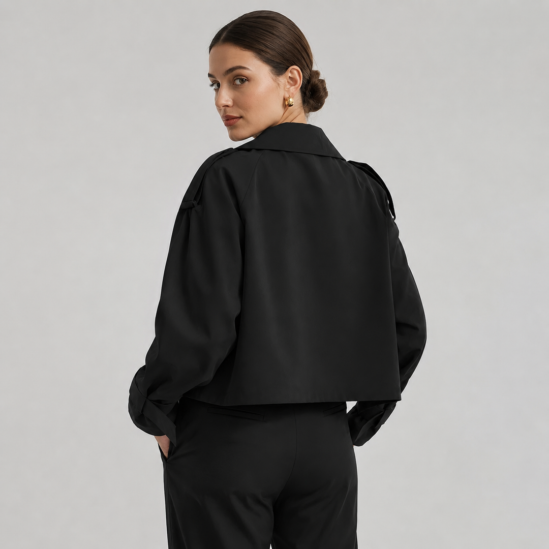 Ulrika | Classic Double-Breasted Cropped Trench Coat