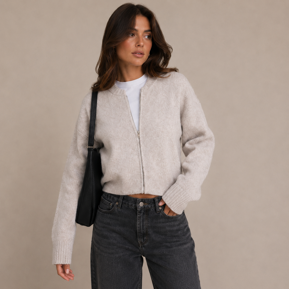 Sammie | Relaxed Zip-Up Knitted Cardigan for Women