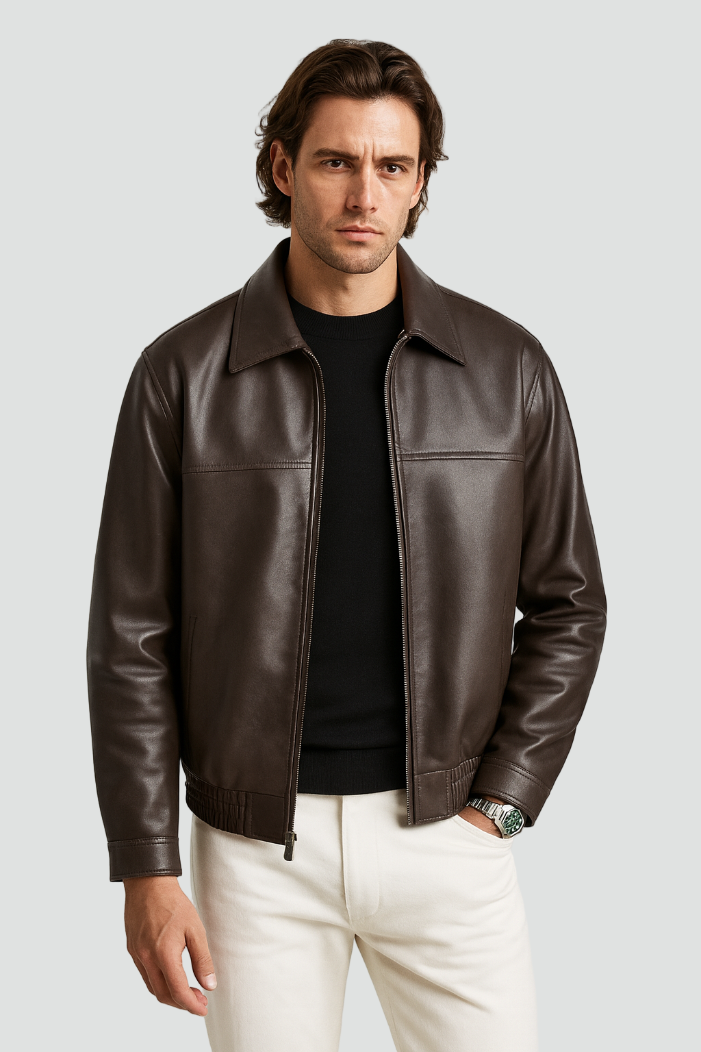 Finnick | Elegant Slim-Fit Leather Jacket for Men