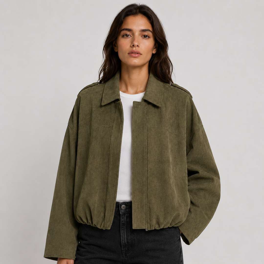 Antonia | Relaxed Faux Suede Bomber Jacket