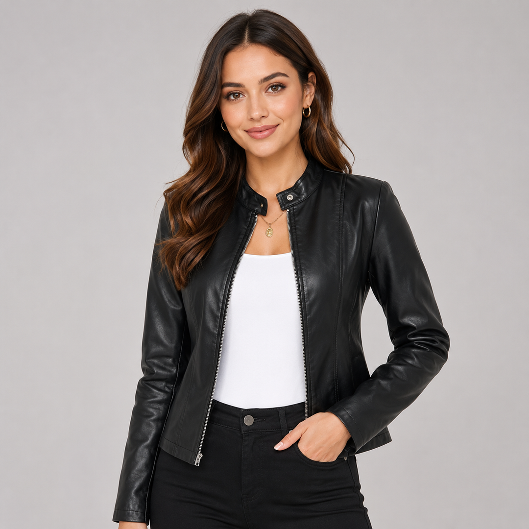Rhoda | Sleek Zip Faux Leather Biker Jacket