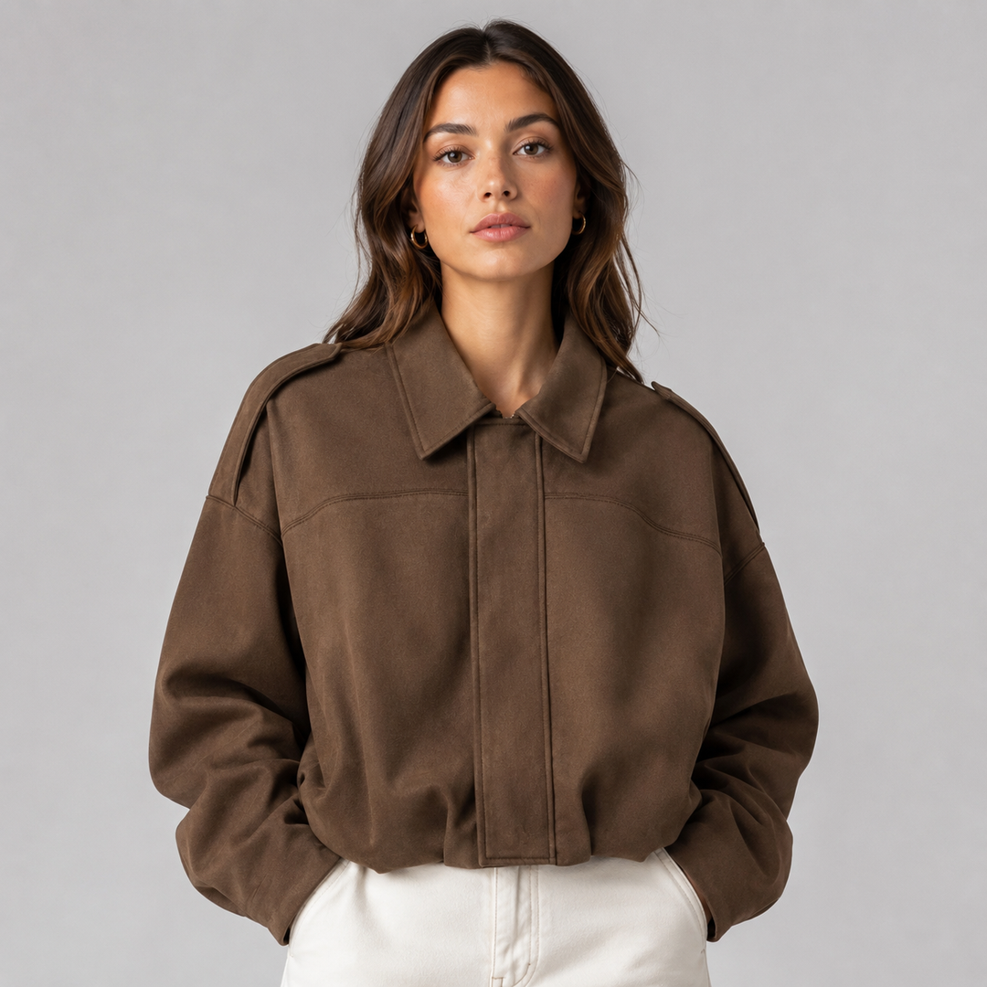Antonia | Relaxed Faux Suede Bomber Jacket