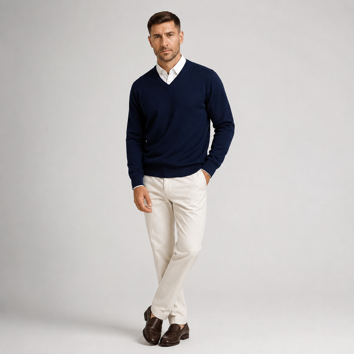 Jax | Sharp V-Neck Knit Jumper Men