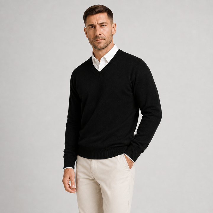 Jax | Sharp V-Neck Knit Jumper Men