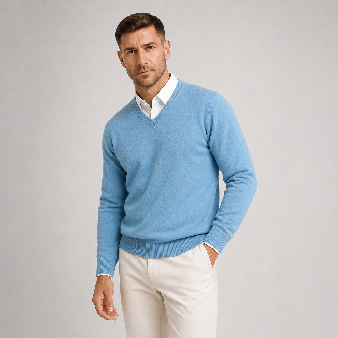 Jax | Sharp V-Neck Knit Jumper Men