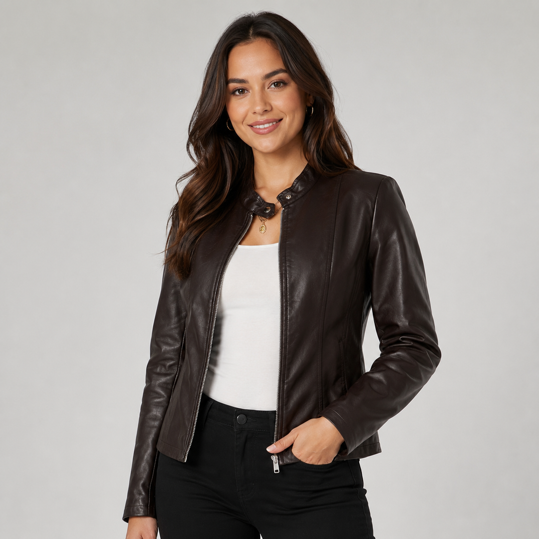 Rhoda | Sleek Zip Faux Leather Biker Jacket