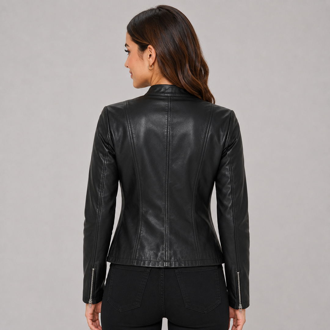 Rhoda | Sleek Zip Faux Leather Biker Jacket