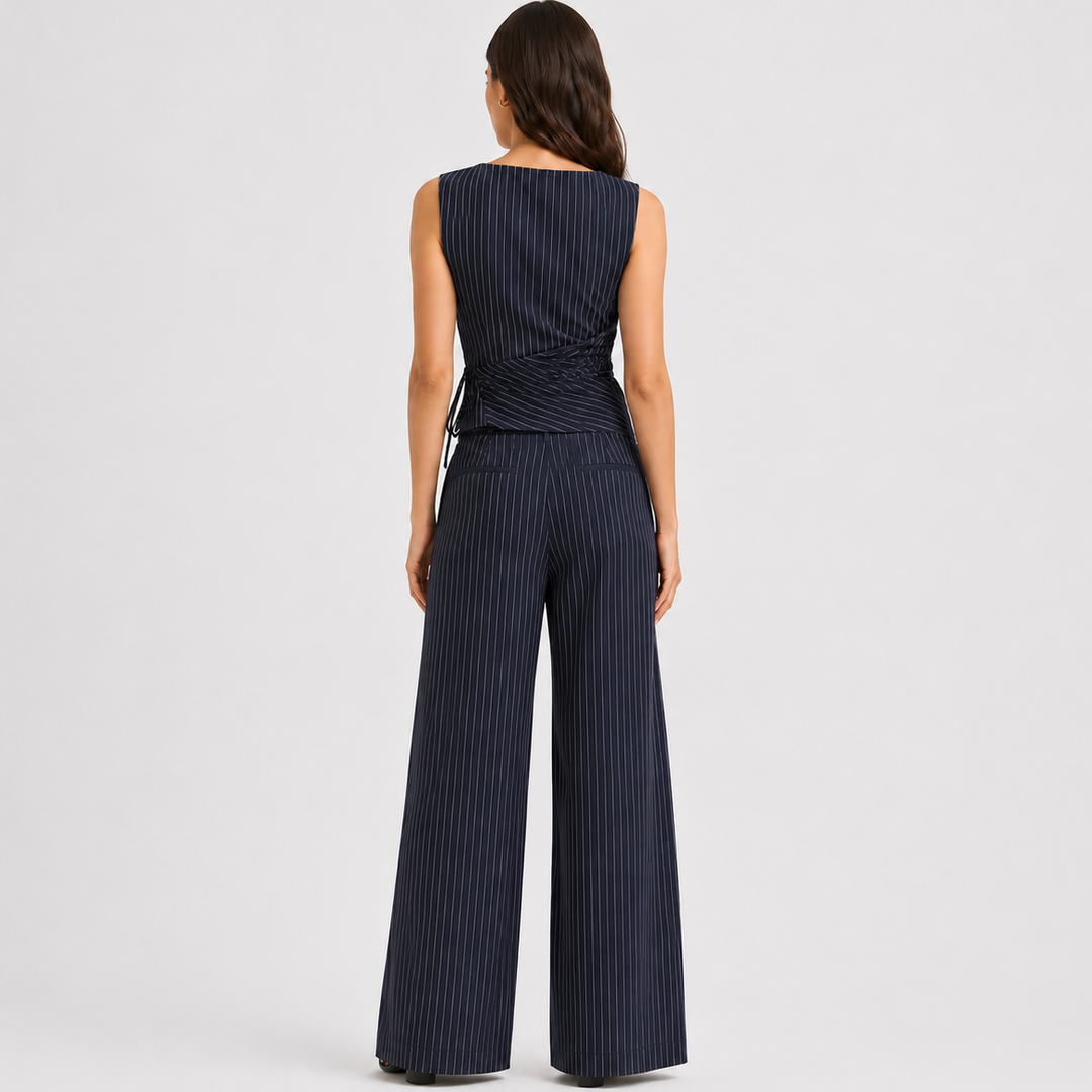 Octavia | Modern Pinstripe Wide Leg Trouser Co-ord Set for Women