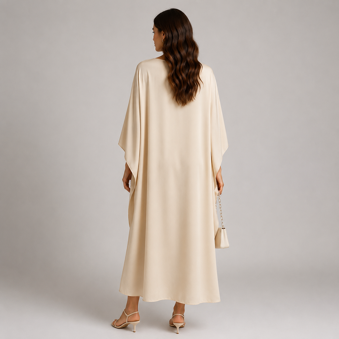 Iolanthe | Elegant Draped Cape Maxi Evening Dress
