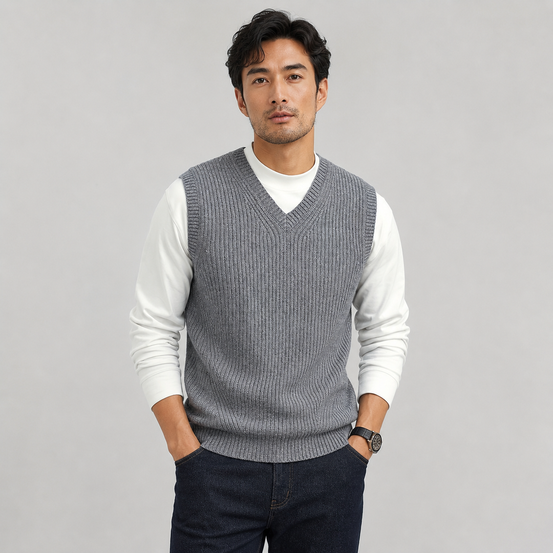 Lane | Classic V-Neck Ribbed Sweater Vest