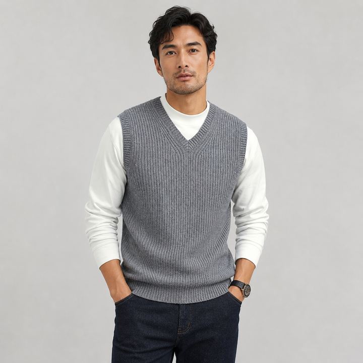 Lane | Classic V-Neck Ribbed Sweater Vest