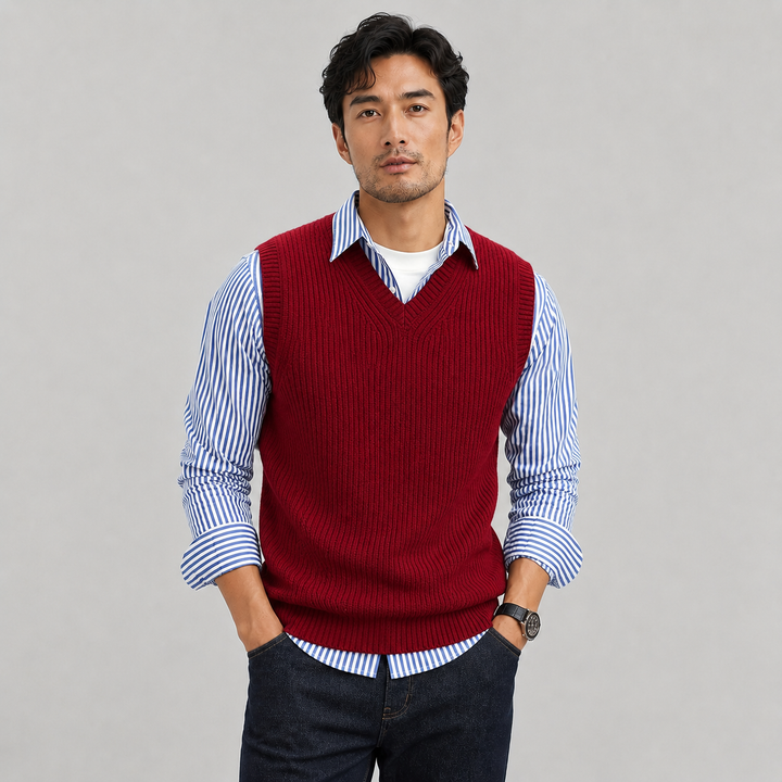 Lane | Classic V-Neck Ribbed Sweater Vest
