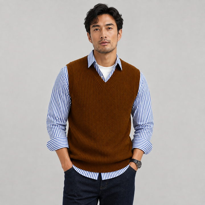 Lane | Classic V-Neck Ribbed Sweater Vest