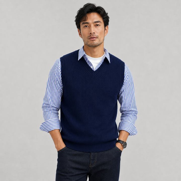 Lane | Classic V-Neck Ribbed Sweater Vest