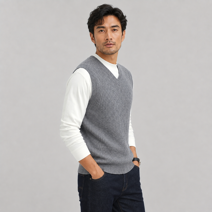 Lane | Classic V-Neck Ribbed Sweater Vest