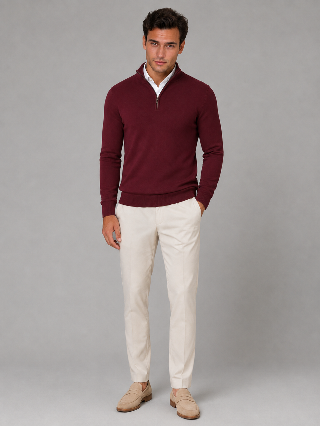 Jarrett | Stylish Quarter Zip Mock Neck Jumper