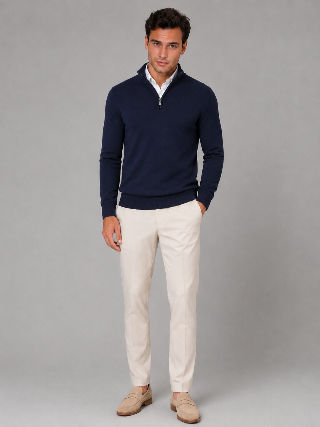 Jarrett | Stylish Quarter Zip Mock Neck Jumper