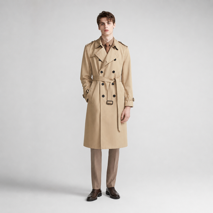 Calvin | Elegant Belted Trench Coat for Men