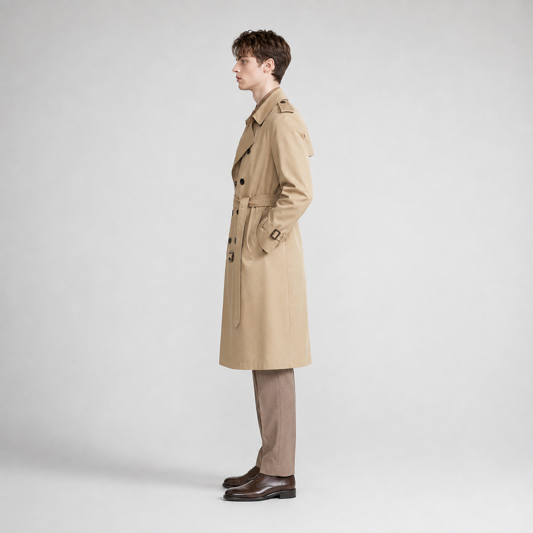 Calvin | Elegant Belted Trench Coat for Men