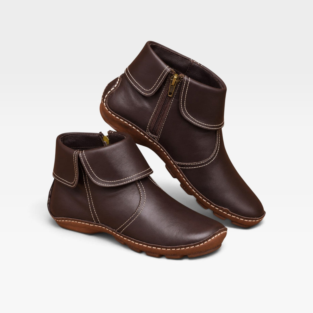 Emmeline | Refined Fold-Over Leather Ankle Boots Women