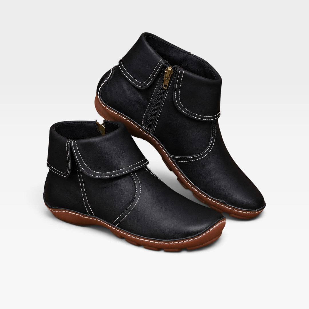Emmeline | Refined Fold-Over Leather Ankle Boots Women