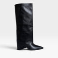 Florentine | Sleek Fold-Over Leather Knee High Boots