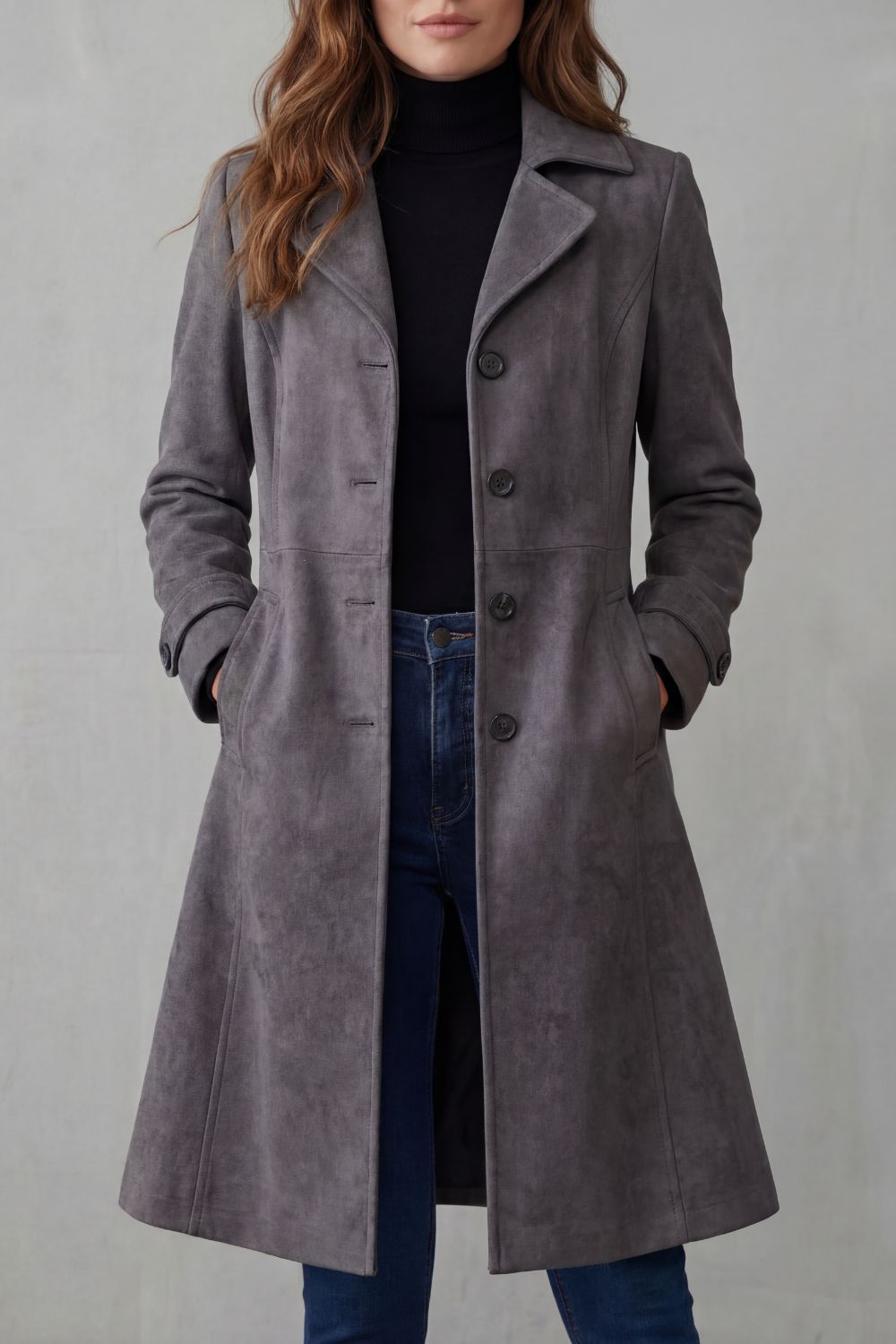 Effie | Elegant Suede-Effect Longline Winter Coat