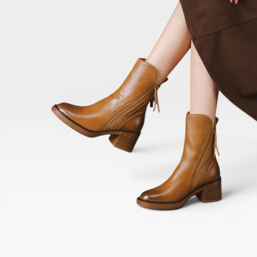 Tamsin | Sculptural Western Leather Block Heel Boots