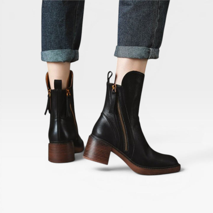 Tamsin | Sculptural Western Leather Block Heel Boots