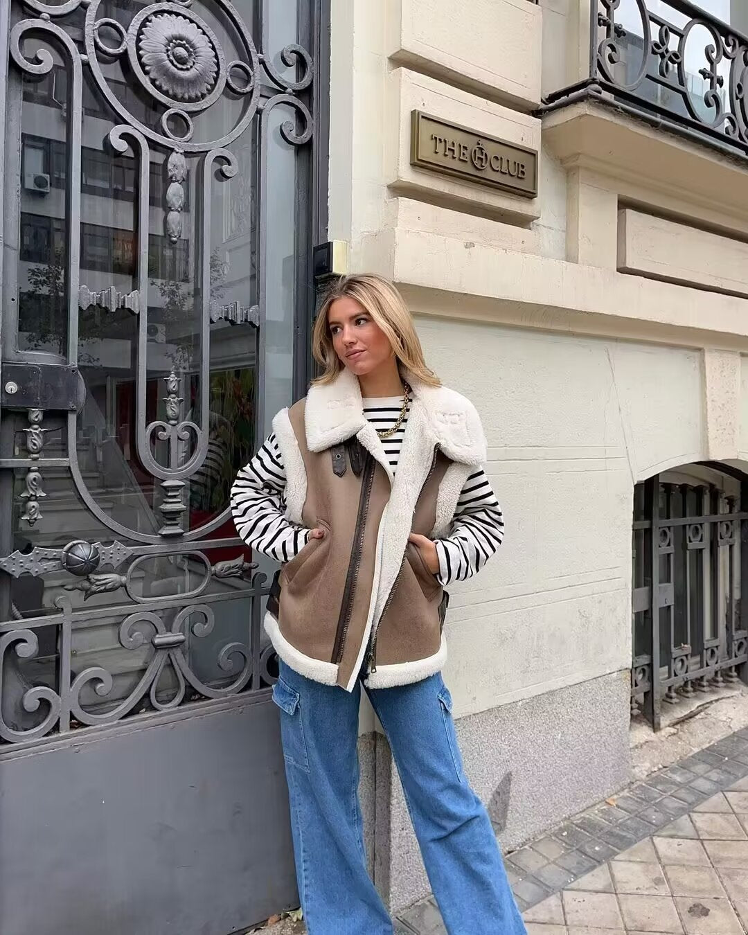 Hilary | Statement Two-Tone Shearling Jacket