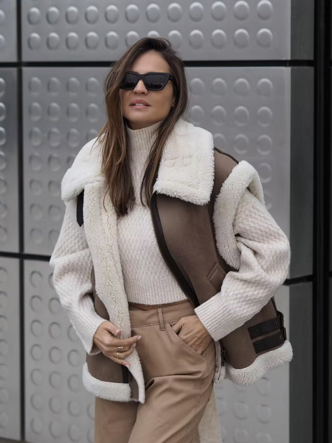 Hilary | Statement Two-Tone Shearling Jacket
