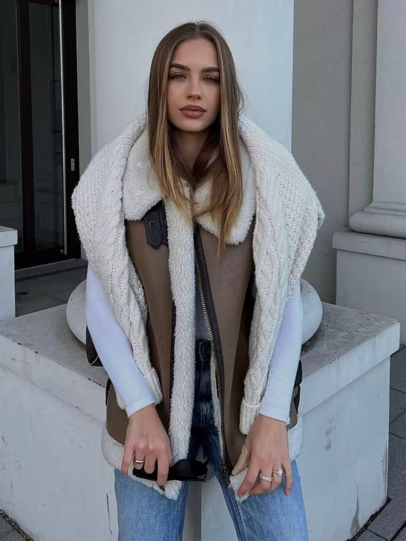 Hilary | Statement Two-Tone Shearling Jacket