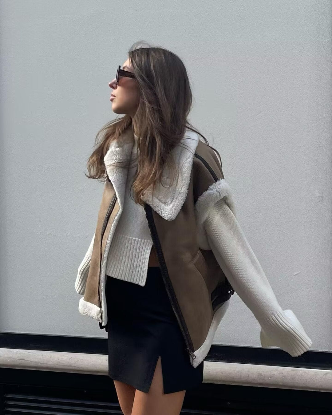 Hilary | Statement Two-Tone Shearling Jacket