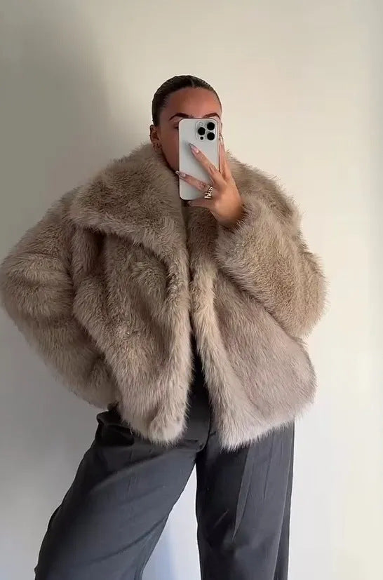Delphine | Warm Oversized Faux Fur Coat for Women
